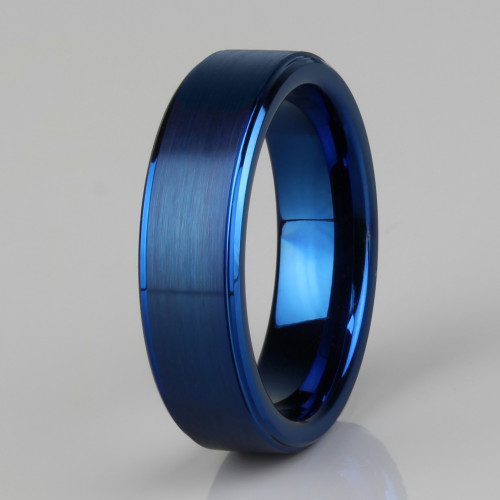 Кольцо из карбида вольфрама Lonti --R-TG-0023 синее матовое оптом