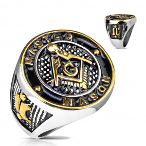 Перстень мужской из стали Spikes R-M5827 с масонской символикой