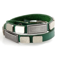 Кожаный браслет Everiot SP-DL-149-G зеленый с металлическими вставками