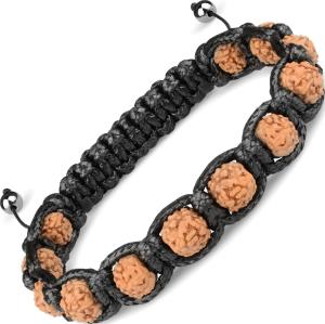 Плетеный браслет в стиле Шамбала Everiot Select LNS-2017 из рудракши и гематита