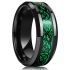 Черное кольцо из стали TATIC RSS-6773 с зеленым узором "Кельтский дракон" оптом