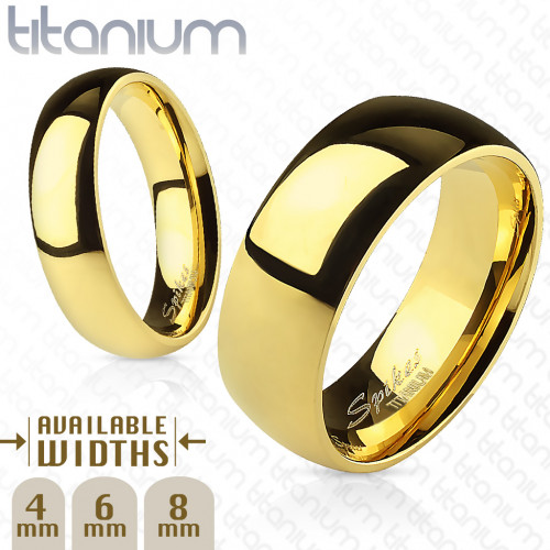 Титановое кольцо (обручальное) Spikes R-TI-4383 цвета желтого золота оптом