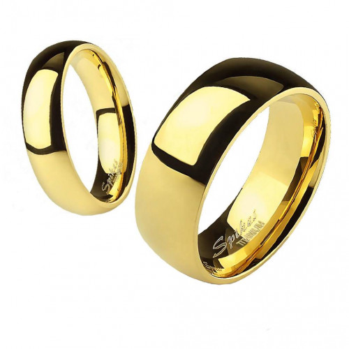 Титановое кольцо (обручальное) Spikes R-TI-4383 цвета желтого золота оптом