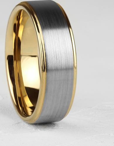 Мужское кольцо из тистена (титан-вольфрама) с покрытием цвета желтого золота Tisten R-TS-028 оптом