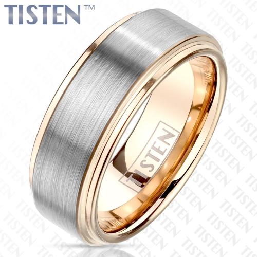 Мужское кольцо из тистена (титан-вольфрама) с покрытием цвета розового золота Tisten R-TS-030 оптом