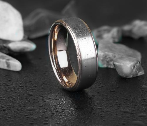 Мужское кольцо из тистена (титан-вольфрама) с покрытием цвета розового золота Tisten R-TS-030 оптом