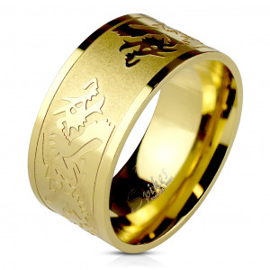 Мужское кольцо из стали Spikes R11860 с драконами