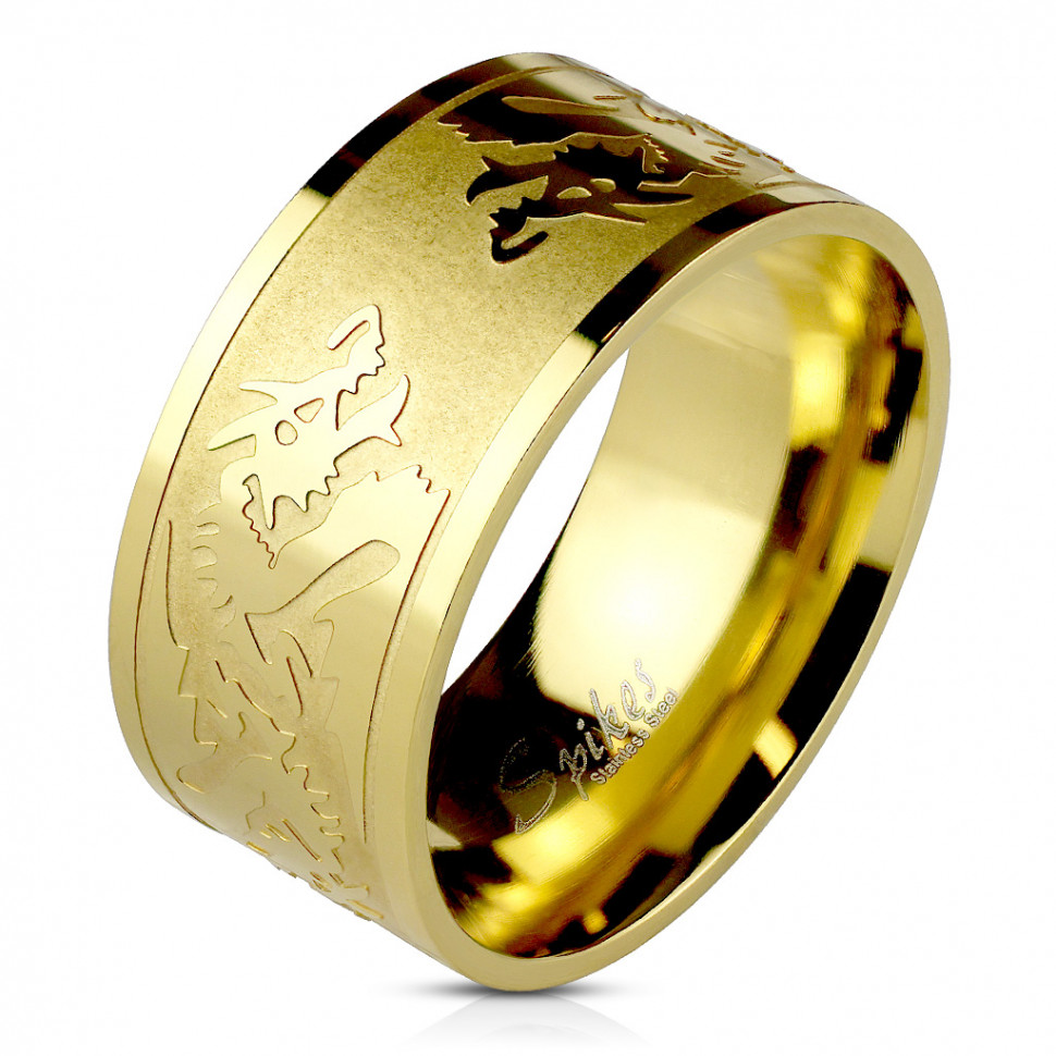 Мужское кольцо из стали Spikes R11860 с драконами оптом