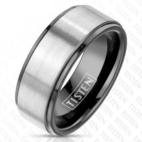 Мужское кольцо из тистена (титан-вольфрама) Tisten R-TS-029 с черным покрытием  оптом