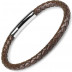 Мужской кожаный браслет плетеный Everiot Select LNS-5020 коричневый (5 мм)