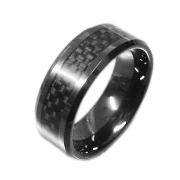 Мужское кольцо из черной керамики CR-027044 с карбоновой вставкой оптом