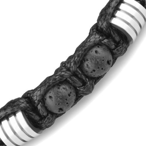 Мужской браслет Шамбала из лавового камня Everiot Select LNS-2281 со стальными шармами оптом