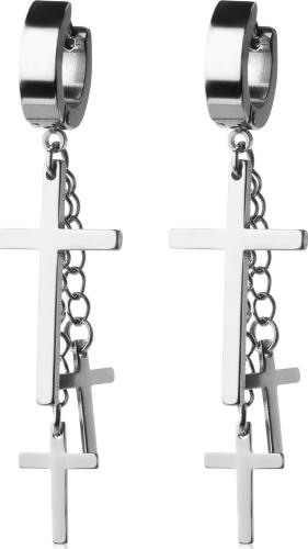 Стальные серьги-кольца Everiot SE-ZS-191x с подвесками крестами и цепочками оптом