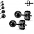 Стальные серьги-гвоздики в форме шариков TATIC SSEB-K от 2 до 7 мм, черные оптом